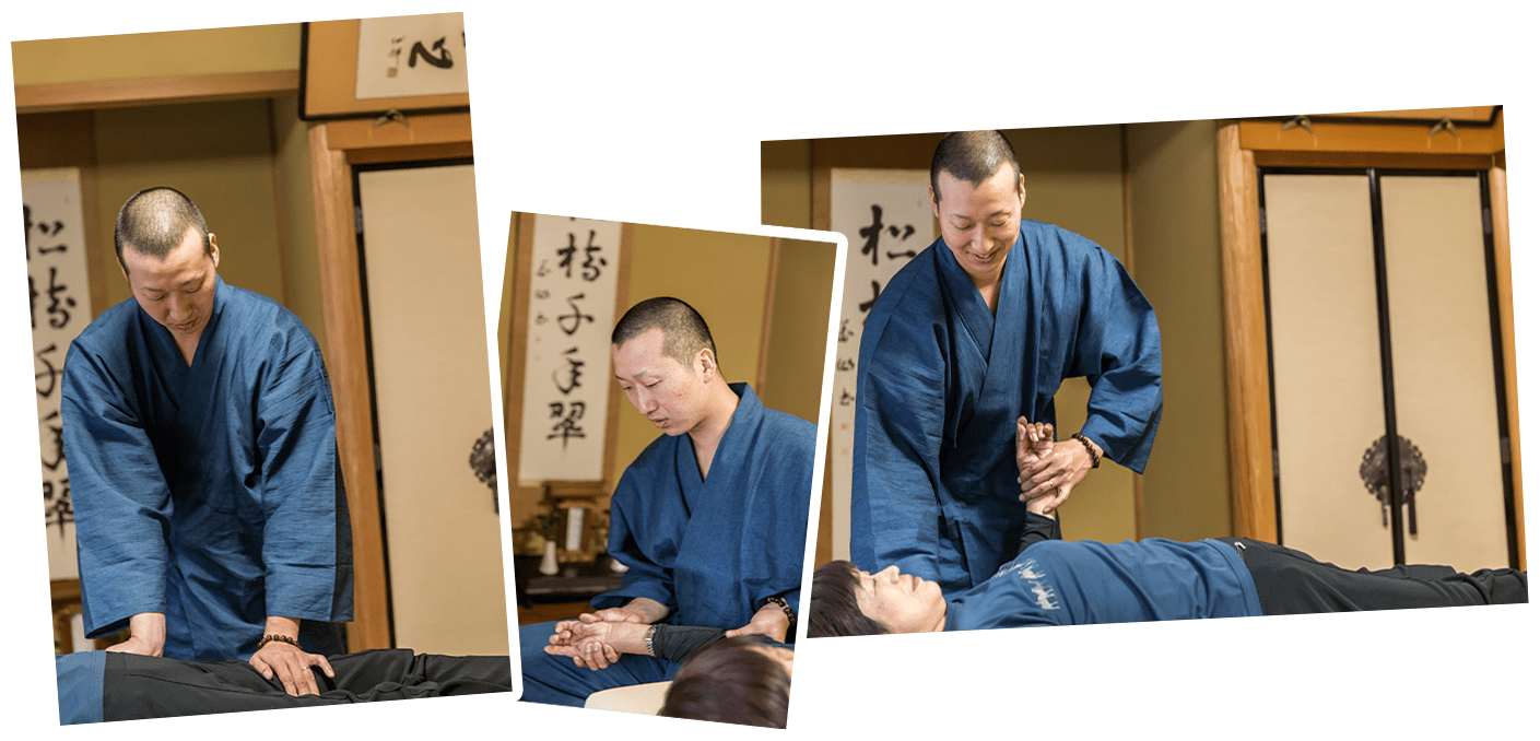 Shige demonstrating Japanese-inspired hands-on care